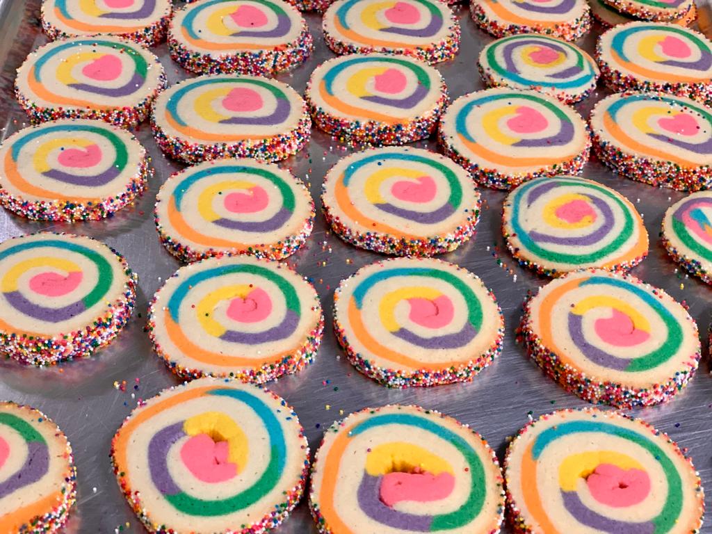 Rainbow swirl cookies