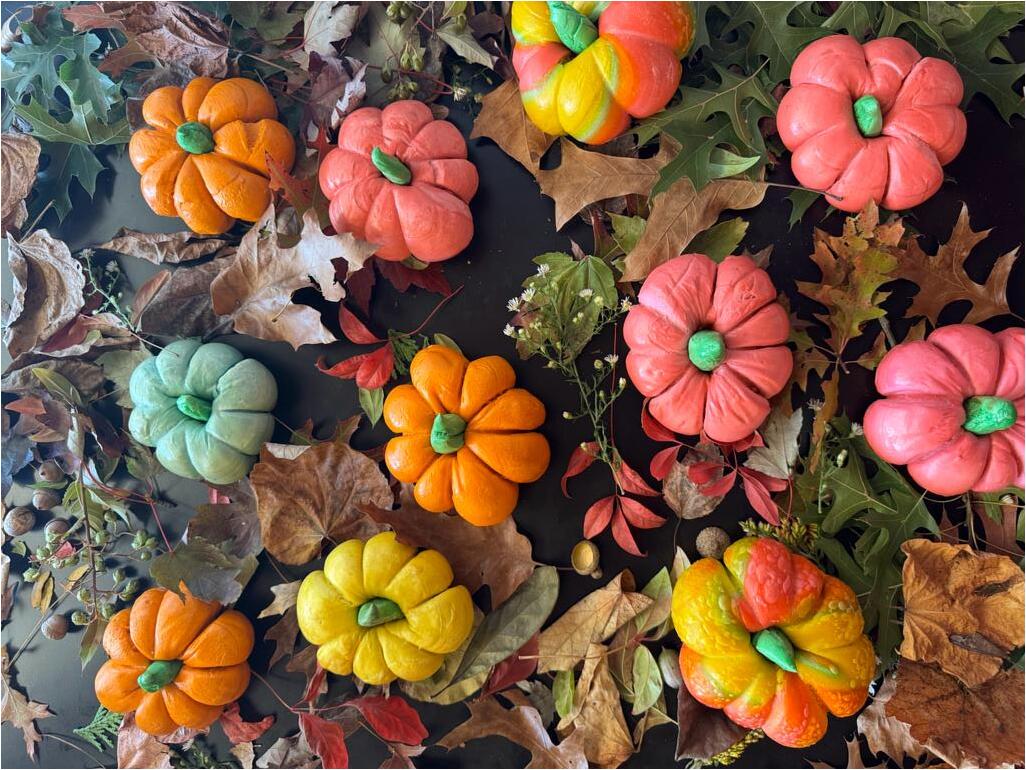 Colorful Pumpkin shaped bagels