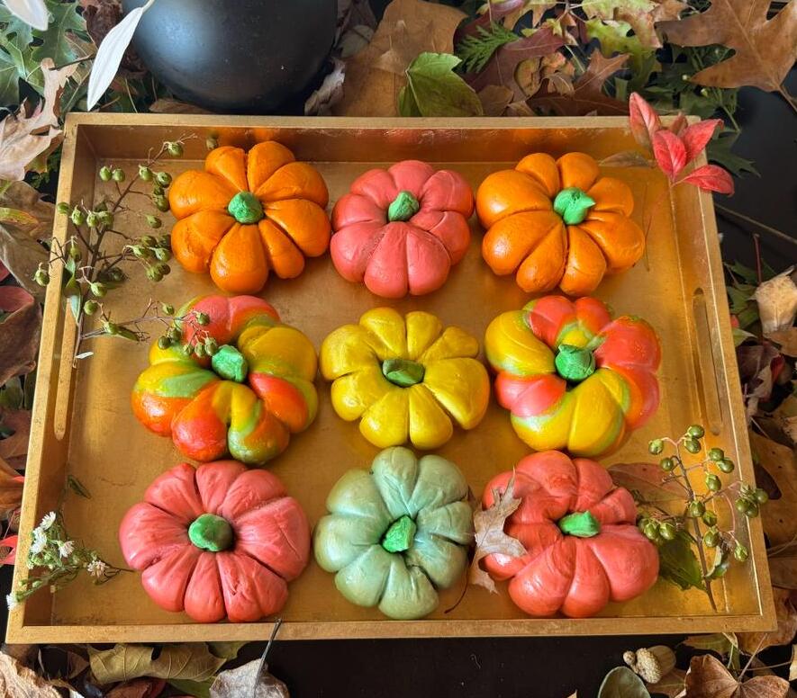Colorful Pumpkin shaped bagels