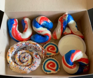 red white blue bagels