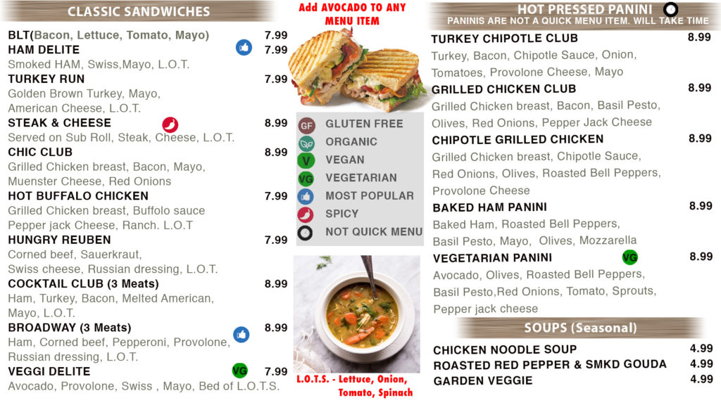 Menu Bobby's Bagel Café