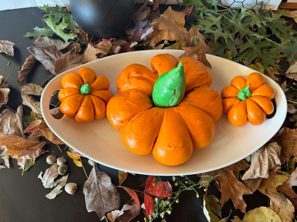 Giant pumpkin shaped bagel