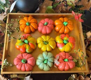 Colorful Pumpkin shaped bagels